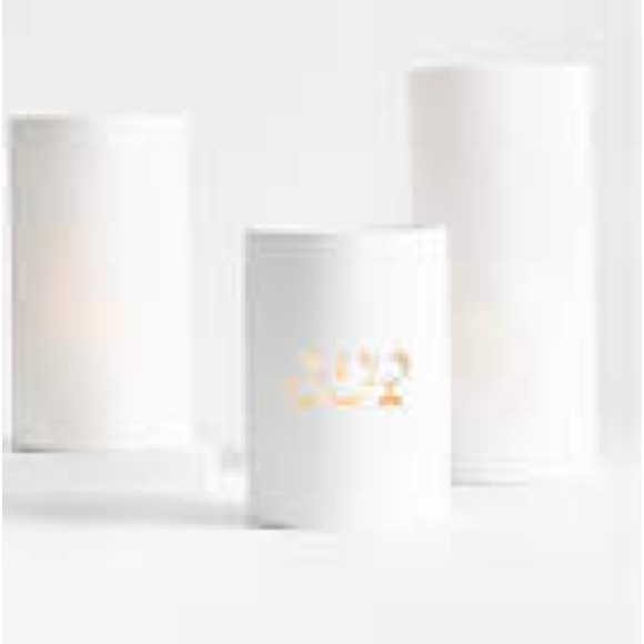 COPY - Joy" White Ceramic Hurricane Candle Holder 7" by Lucia Eames™ - Picture 7 of 8